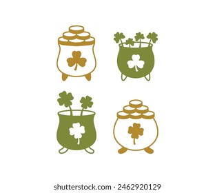 cauldron st patricks day theme holiday vector icon design illustration collections template sets