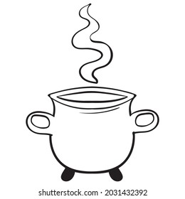 Cauldron with steam Vector Clip Art Illustration