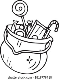 
cauldron with sweets for Halloween vector