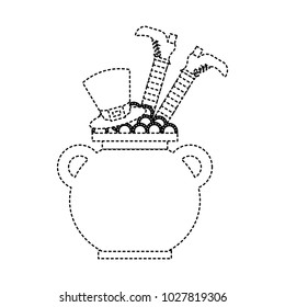 cauldron treasure with hat and leg of leprechaun