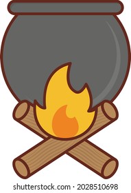 cauldron vector flat color icon