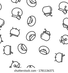 Cauldron Vector Seamless Pattern Thin Line Illustration