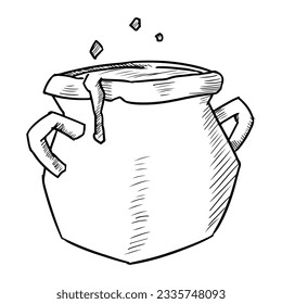 Cauldron. Vector sketch. Isolated object on a white background. Hand drawn style.