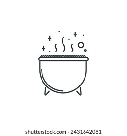 Cauldron, witch, potion, halloween, legend, story, fantasy icon, vector illustration