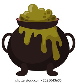 Cauldron with Witches brew. Halloween vector illustration. Cute celebration symbol, mysterious design