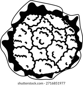 Cauli Flower vegetable mono shadow illustration