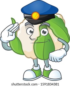 Cauliflower Cartoon in character a Police officer costume