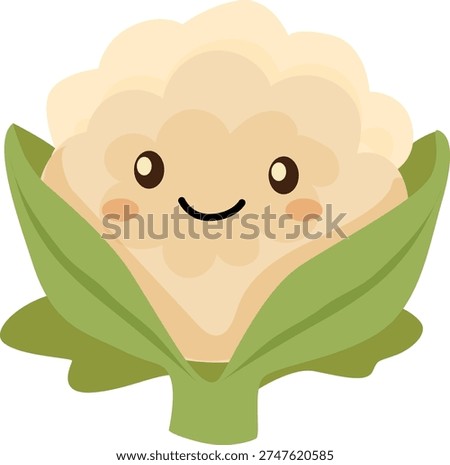 cauliflower cartoon character vegetable icon