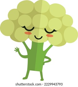 Cauliflower character, Green healthy vegetable with arms and legs