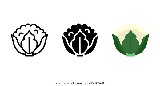 Cauliflower color icon. Cabbage pictogram. Crucifers vegetable sign. Healthy eating and dieting pictogram. Harvest crop icon.