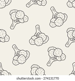 Cauliflower doodle seamless pattern background