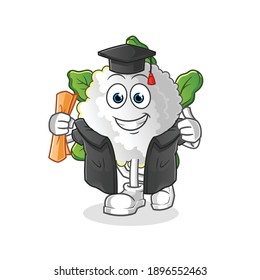 cauliflower graduation vector. cartoon character