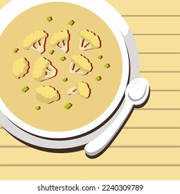 cauliflower gratin flat style illustration vector design