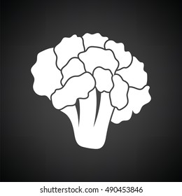 Cauliflower icon. Black background with white. Vector illustration.