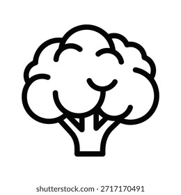 Design de ícone de couve-flor, desenho de linha simples. Vegan, alimentação saudável e conceito vegetal fresco isolado no fundo branco