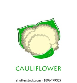 Cauliflower icon in flat style. Isolated object. Cauliflower logo. Isolated object. Vegetable from the garden. Organic food. Vector illustration.