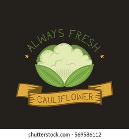 Cauliflower icon in flat style vector illustration.