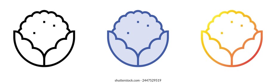 cauliflower icon. Linear, Blue Fill and Gradient Style Design Isolated On White Background