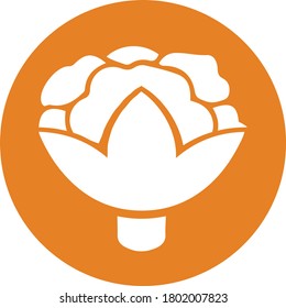 Cauliflower icon. Simple round vector design is isolated on a white background for multipurpose use