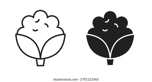 Blumenkohlsymbol, Vektorsymbol, flach und trendige Strichlinie