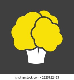 Cauliflower isolated vector glyph on dark background icon. Vegetable sign. Graph symbol for food and drinks web site, apps design, mobile apps and print media, logo, UI