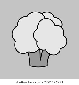 Cauliflower isolated vector grayscale icon. Vegetable sign. Graph symbol for food and drinks web site, apps design, mobile apps and print media, logo, UI