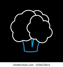 Cauliflower isolated vector on black background icon. Vegetable sign. Graph symbol for food and drinks web site, apps design, mobile apps and print media, logo, UI