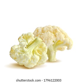 Cauliflower low poly. Tasty Fresh, nutritious cauliflower. Delicious and healthy lunch vegetable. Vector illustration. Cauliflower in triangulation technique.