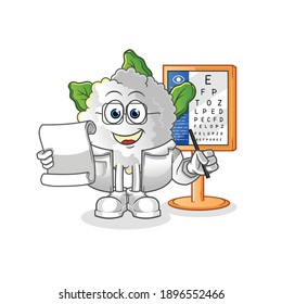 cauliflower oculist cartoon. cartoon mascot vector