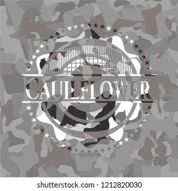 Cauliflower on grey camouflaged pattern