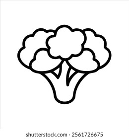 Cauliflower Outline Vector Icon on White Background