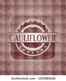 Cauliflower red seamless geometric pattern emblem. Seamless.