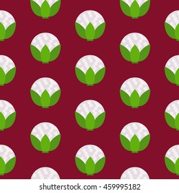 Cauliflower seamless pattern. Vector illustration of  image of cauliflower on a red background.