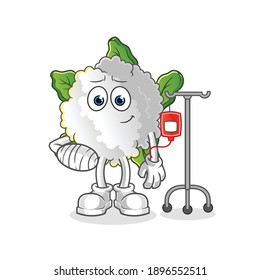 cauliflower sick in IV illustration. character vector