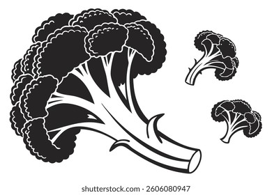 cauliflower silhouette vector  black color line art white background