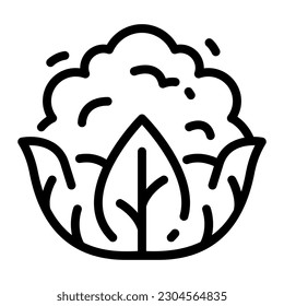 Símbolo de logotipo de línea simple de coliflor