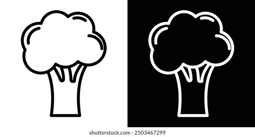 Cauliflower thin line vector icon set.