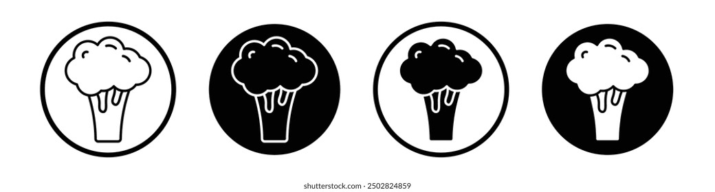 Cauliflower vector icon set black filled and outlined style.