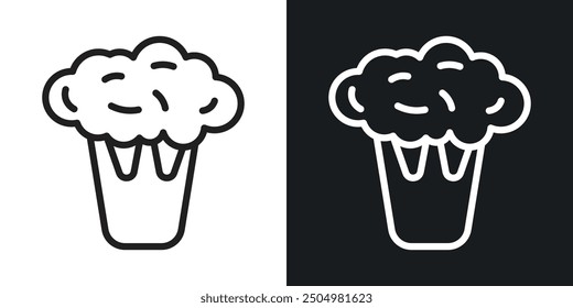 Cauliflower vector icon set black and white filled and outlined style.