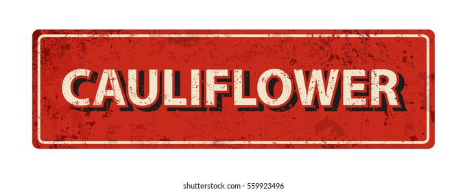 cauliflower - Vector illustration - vintage rusty metal sign