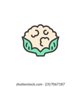Cauliflower vegetable filled outline icon, line vector sign, linear colorful pictogram isolated on white. Symbol, logo illustration. Vector graphics