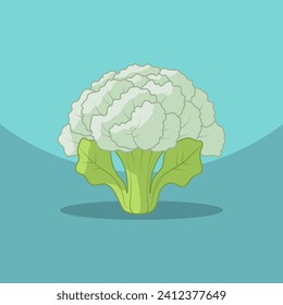 Cauliflower vegetable on a blue background. Healthy food design. Vector illustration