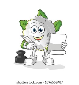 cauliflower writer vector. cartoon character