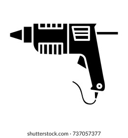 caulk gun - glue gun icon, vector illustration, black sign on isolated background