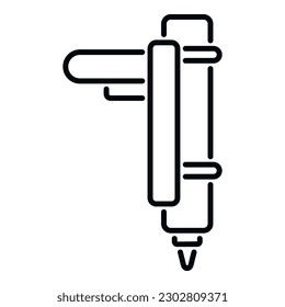 Vector de contorno de icono de cañón de Caulk. Tubo de brillo. Casa de construcción