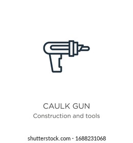 Caulk gun icon. Thin linear caulk gun outline icon isolated on white background from construction and tools collection. Line vector sign, symbol for web and mobile