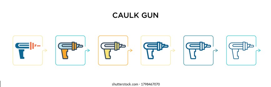 Caulk gun vector icon in 6 different modern styles. Black, two colored caulk gun icons designed in filled, outline, line and stroke style. Vector illustration can be used for web, mobile, ui