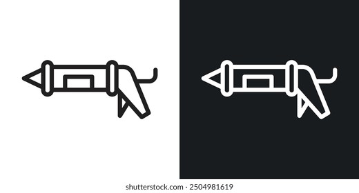 Caulk gun vector icon set black and white filled and outlined style.
