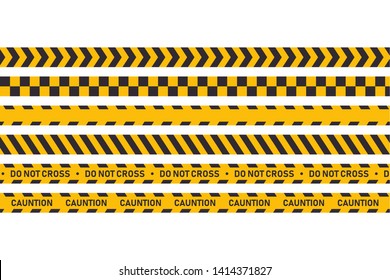 Cauntion or danger tape isolated. Set industrial protection tapes. Attention hazard. EPS 10 stock vector