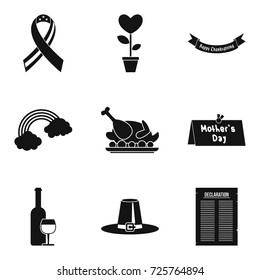 Cause list icons set. Simple set of 9 cause list vector icons for web isolated on white background